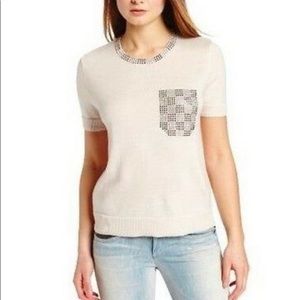 BCBGMaxAzria lucine short sleeve top with studs